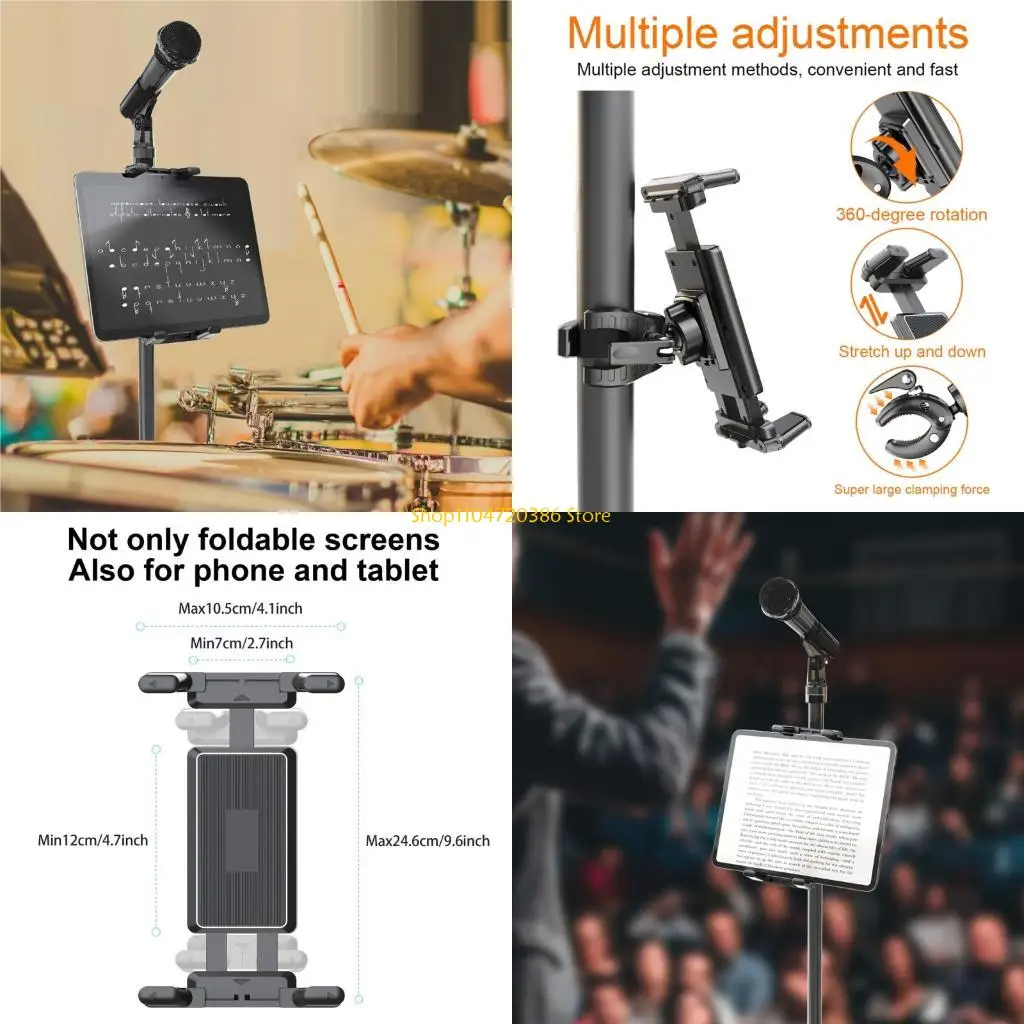 

K0EA 360 Degree Swivels Treadmill Bike Tablets Mount for Bicycles for 4.7 to 9.6inch Tablets with Adjustable Viewing