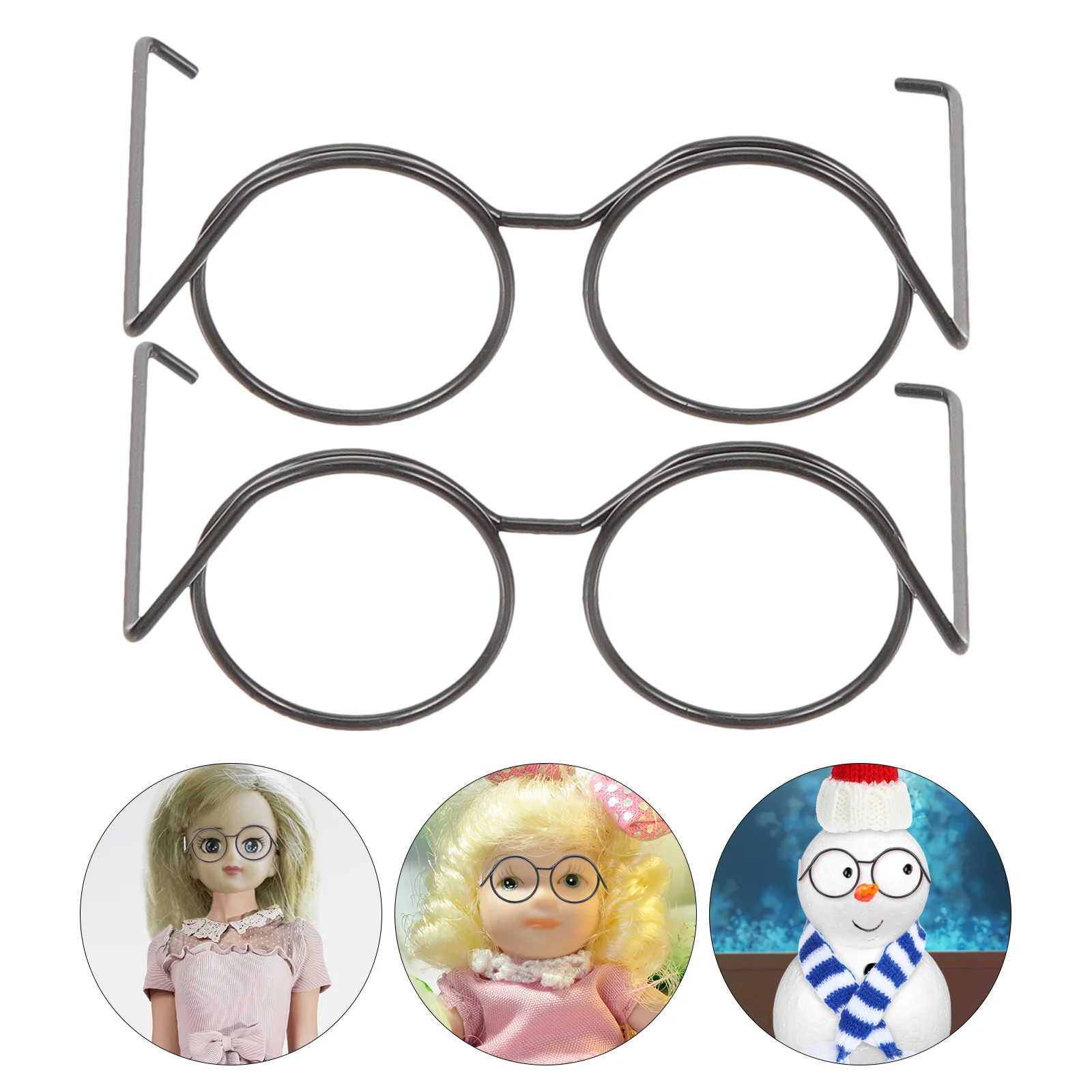 Sewacc Doll Glasses Metal Wire Rim Doll Eyewear Mini occhiali da sole Doll Dress Up occhiali Mini Dolls accessori per costumi nero