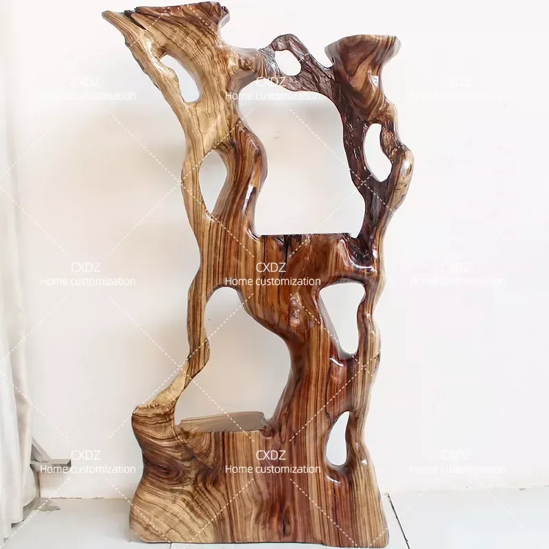 Camphor Wood Root Carving Flower Stand Solid Natural Log Base Floor to Ceiling Living Room Ornament Root Art Bonsai Display