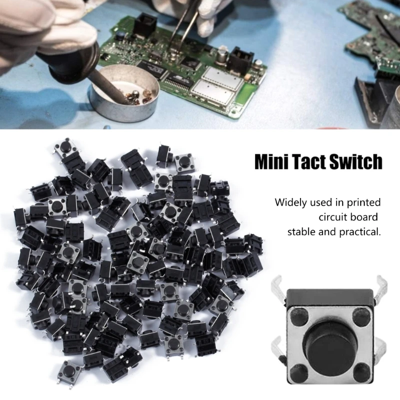 100 Pack Mini Micro Tact Switches Plastic Swithces Push Button Accessories Wholesale