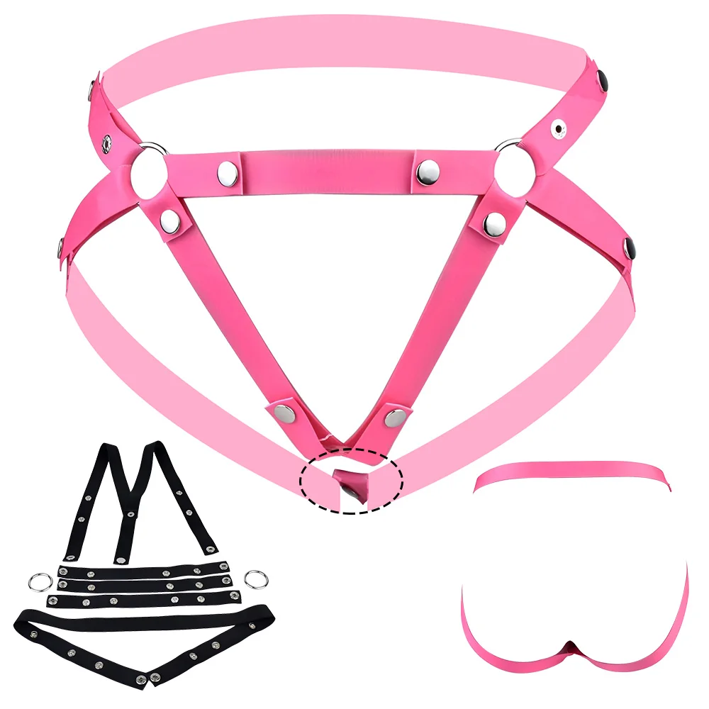 Pink Black Elastic Nylon Chastity Harness Belt Anti-Escape for FRRK Male Chastity Cage Fixing Strap Body Harness Sex Toy for Men