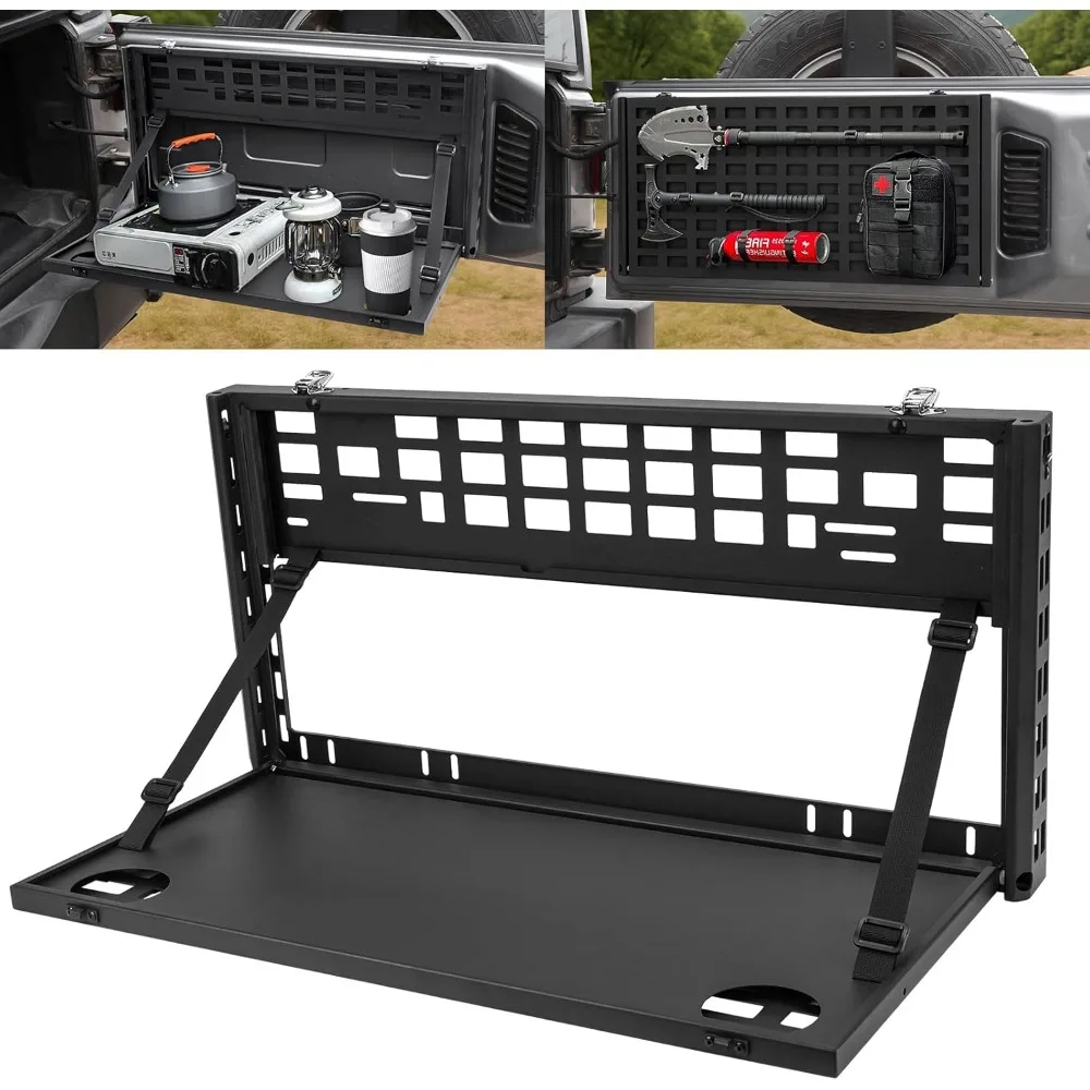 

Foldable Tailgate Table for Jeep Wrangler JL JK 2007-2024 Heavy Duty Double-Layer Board No Drilling Required Camping
