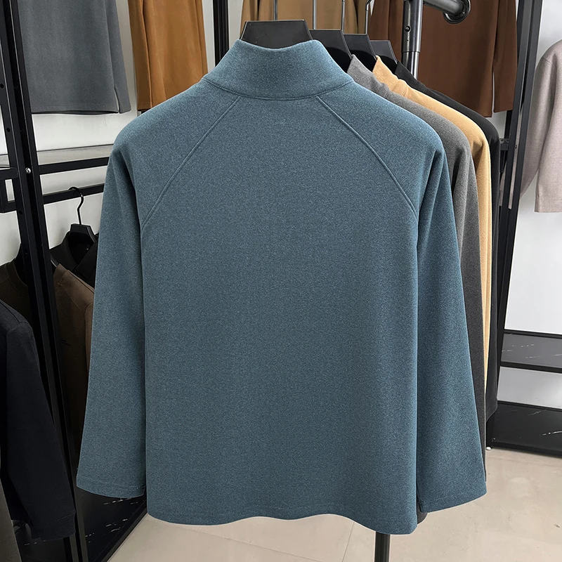 2025 خريف/شتاء جديد نصف قلنسوة بسحاب للرجال عادية دافئة الوقوف طوق مع قاعدة مخملية ألمانية مزدوجة الجوانب #6