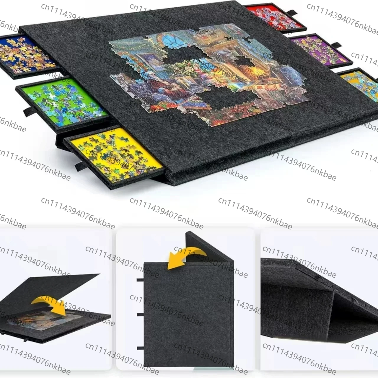 2000 Pieces Felt Puzzle Mat, Foldable Anti-Slip Puzzle Board, Portable Roll Up Puzzle Storage Mat for Jigsaw Puzzles