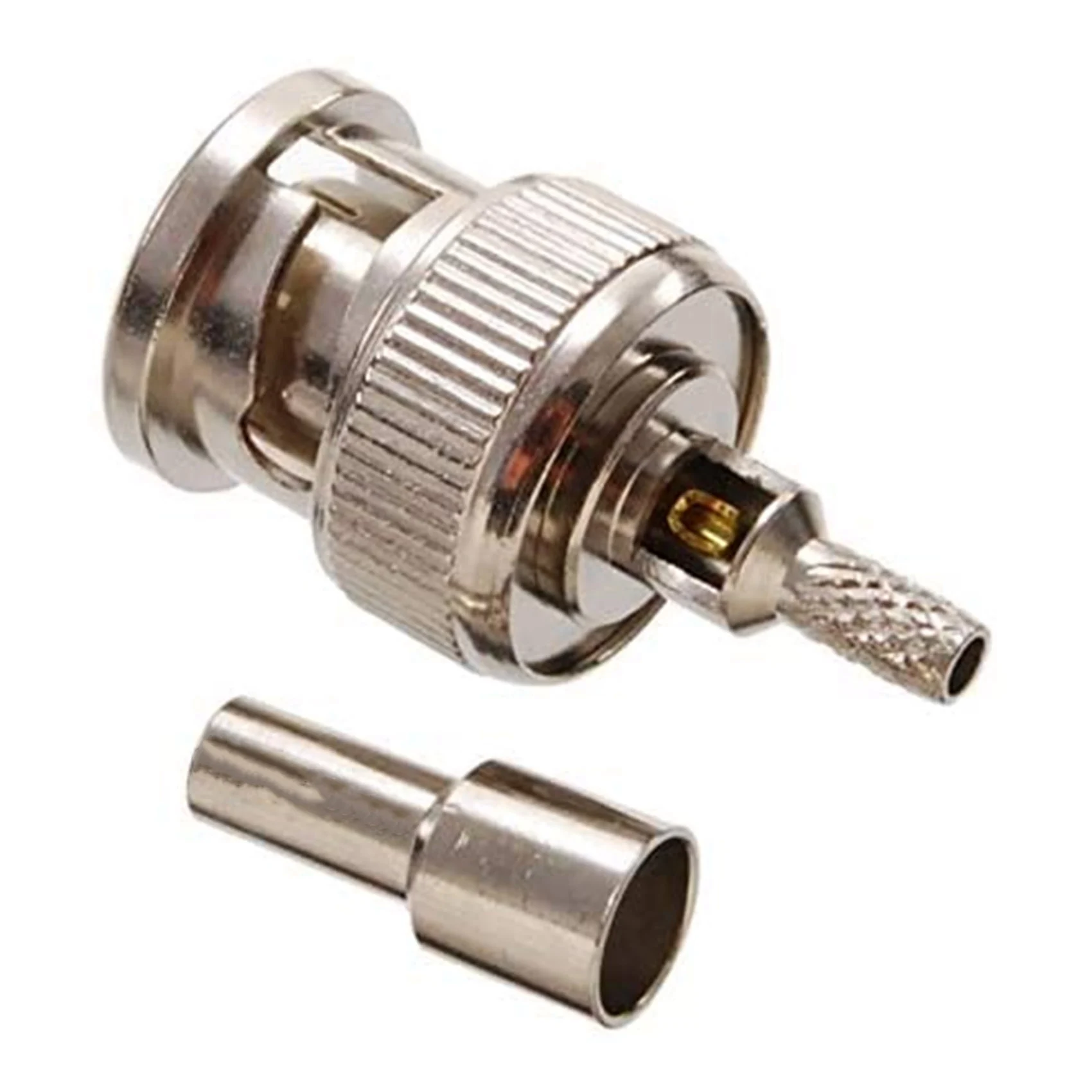

ABJT 10 Pcs BNC Male Plug Window Straight Crimp for RG174 RG316 RG179 Cable ADAPTER 50 Ohm