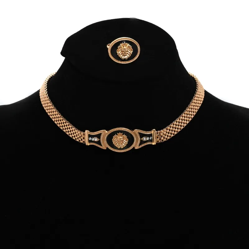

European and American personalized hip-hop lion necklace set, female internet celebrity fashion trend accessories, holiday gifts