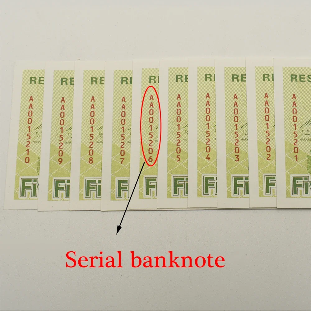 Zimbabwe Five Octillion Dollars Banknote with UV Anti-counterfeit Serial Number Paper Money Collection Business Gift