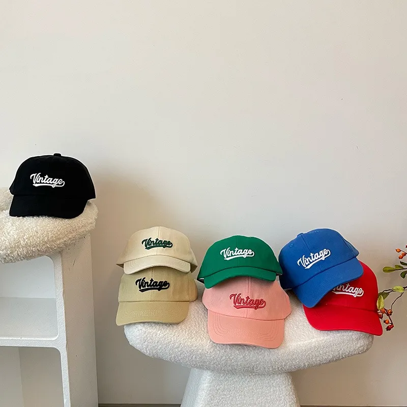 Embroidered Letter Vintage Kids Baseball Cap Toddler Sun Hats For Boy Girl Spring Summer Snapback Baby Hat