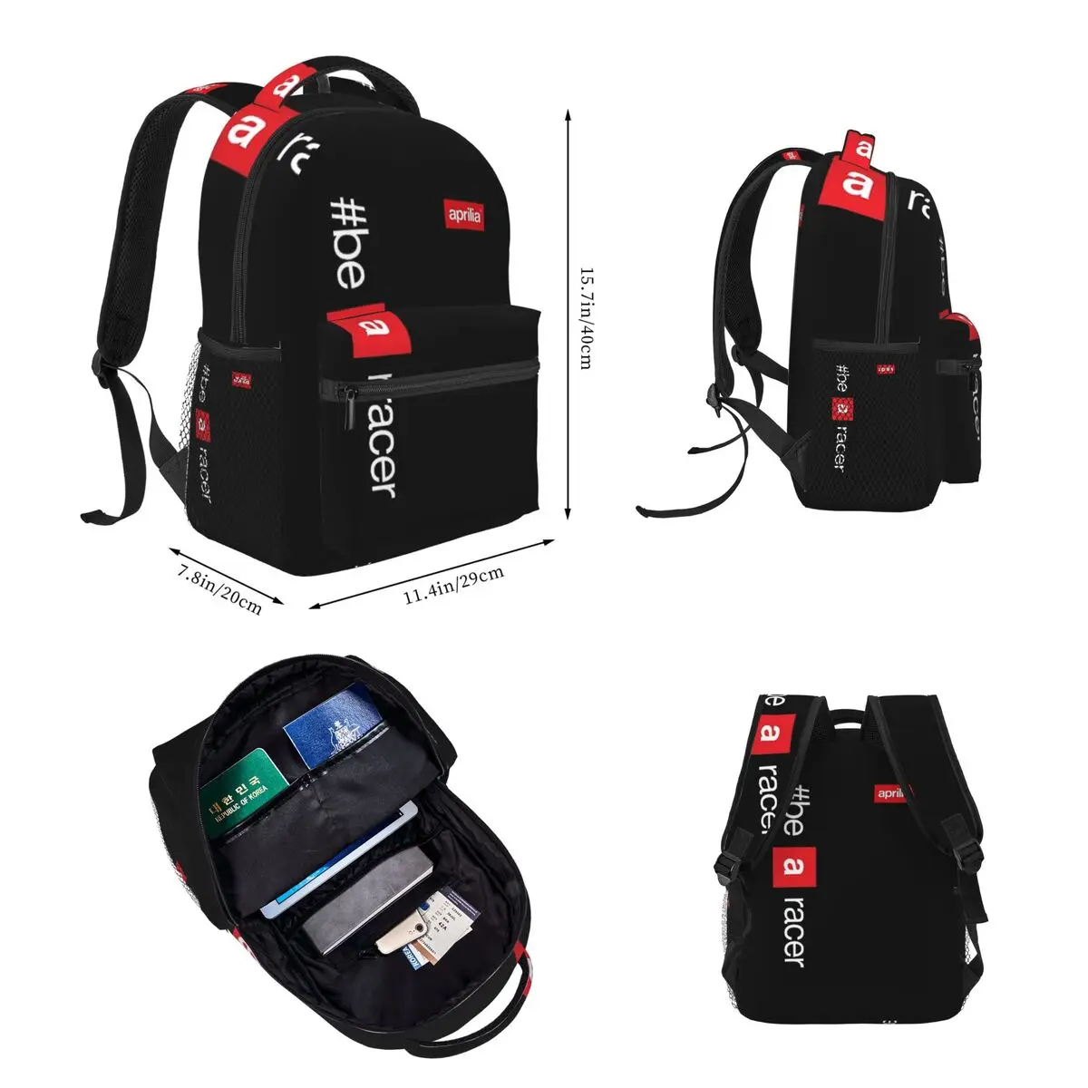 Aprilia Be A Racer Backpacks Boys Girls Bookbag Children School Bags Cartoon Kids Rucksack Lunch Bag Pen Bag Three-Piece Set