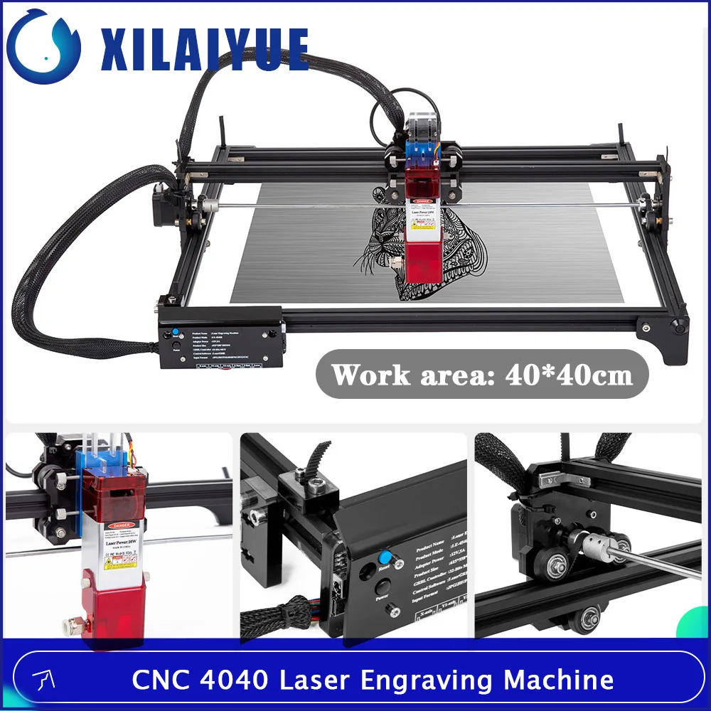 

4040 Laser Engraving Machine+Rotary Roller Axis, with 32-Bit Motherboard 7w/15w/20w/40w Laser Printer Woodworking Tools for CNC.