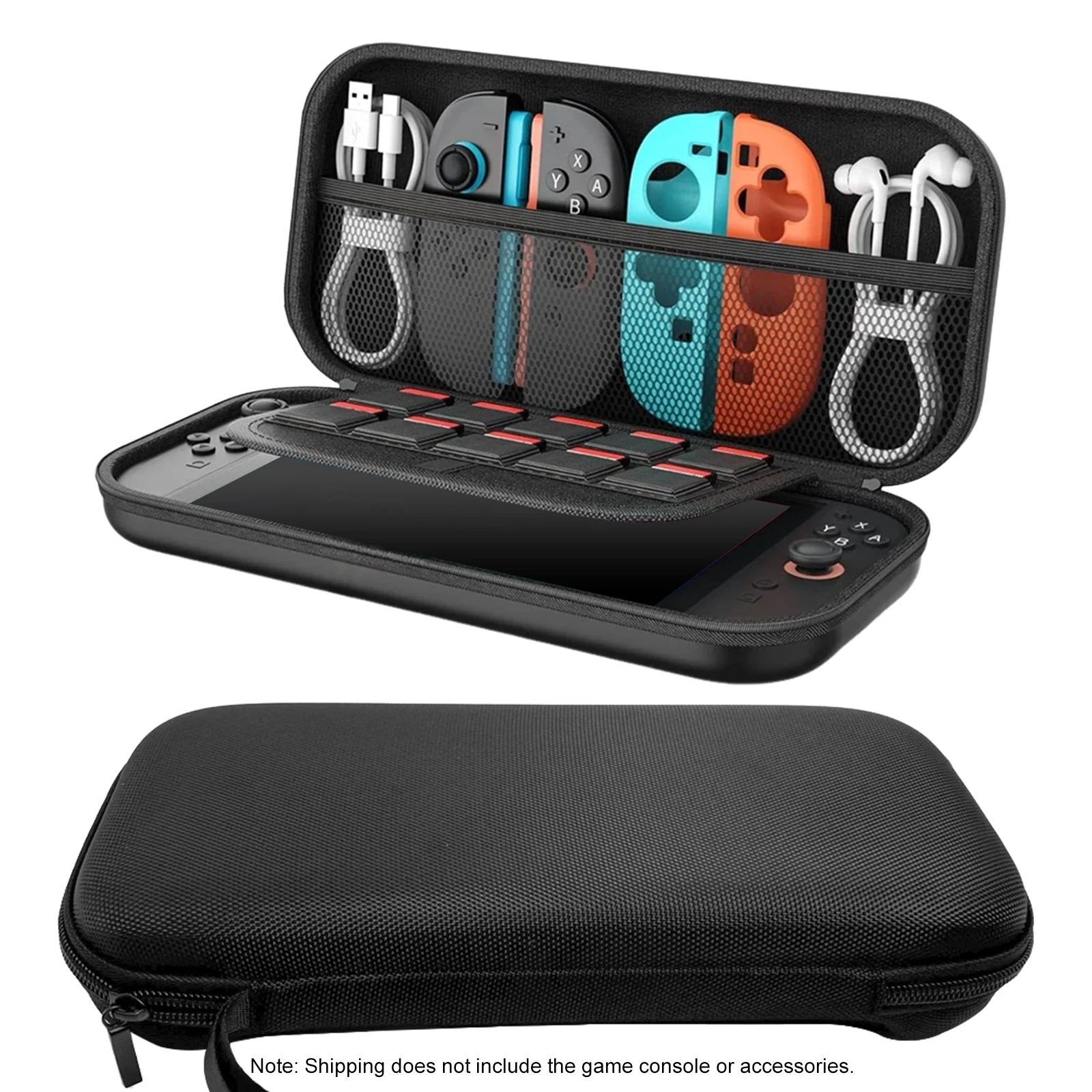 Protective Hard Shell with Mesh Pockets Portable Travel Carry Case Lightweight with 10 Game Card Slots for Nintendo for Switch 2