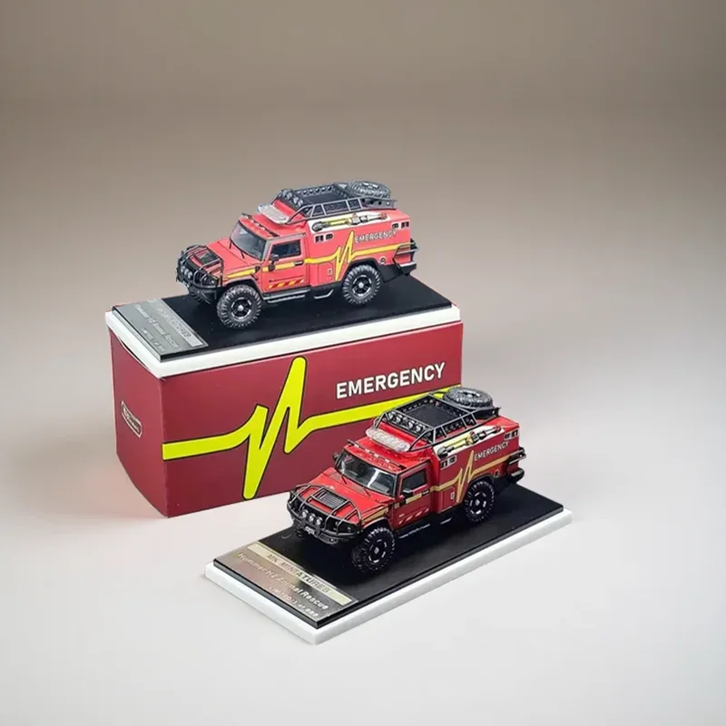 

MK Miniatures Diecast Alloy 1/64 Hummer H2 Rescue Vehicle Alloy Model Car Classic Collection Static Display Gift Decoration