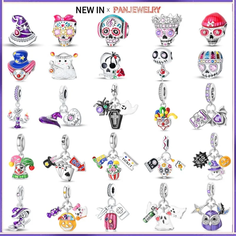 

2025 new original s925 pure silver wearing magic broom ghost pendant exquisite jewelry DIY gift