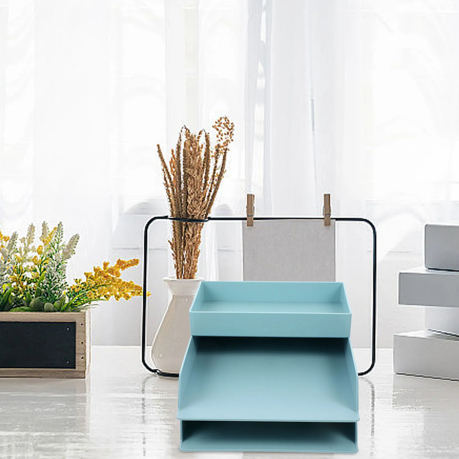 1Set ABS منظم الملفات صندوق تخزين تكويم حامل سطح المكتب رفوف المستندات المكتبية سعة كبيرة رف تخزين سطح المكتب