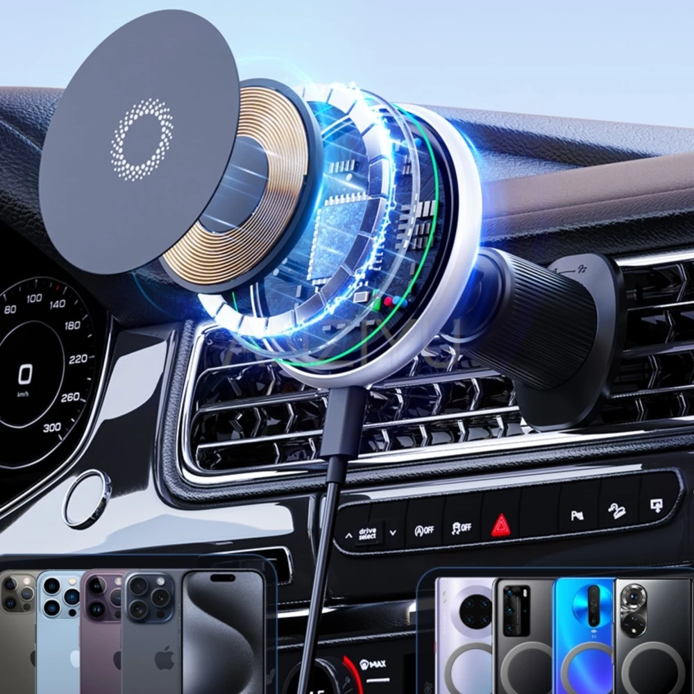 For KIA EV5 2024 2025 Car Phone Holder Screen Fixed Base Magnetic Car Mobile Phone Wireless Charging Stand Rotatable MagSafe