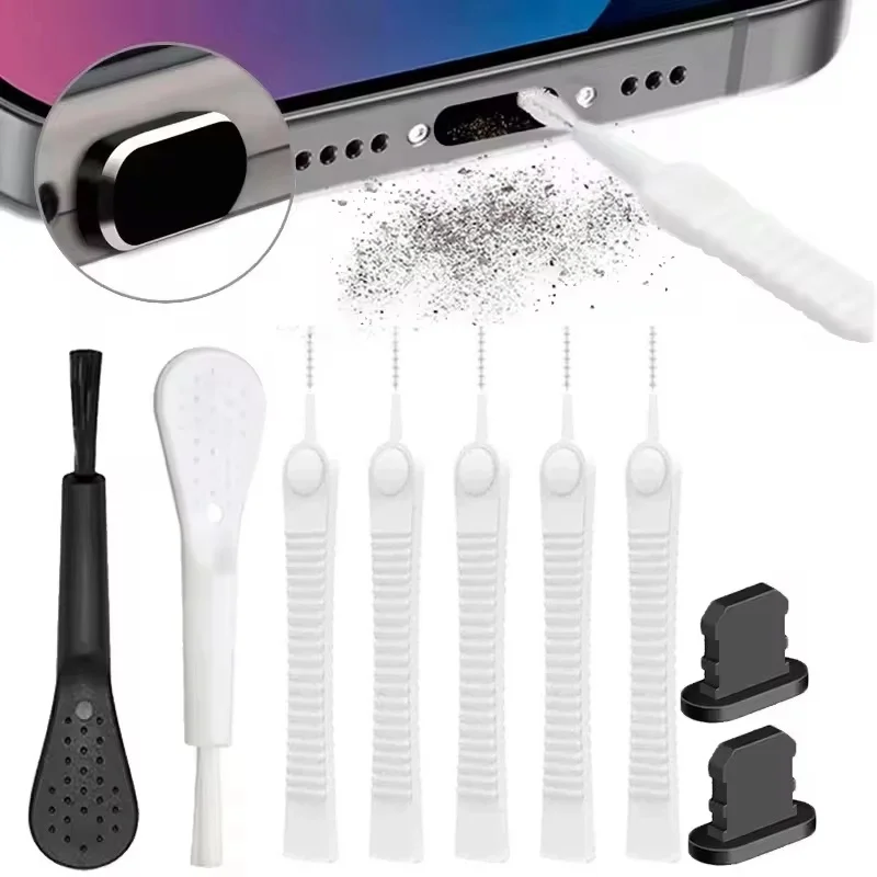 Mobile Phone Charging Port Dust Plug Cleaner Kit With Cleaning Brush For iPhone 15 14 Pro Max Keyboard Dustproof Cleaning Brush