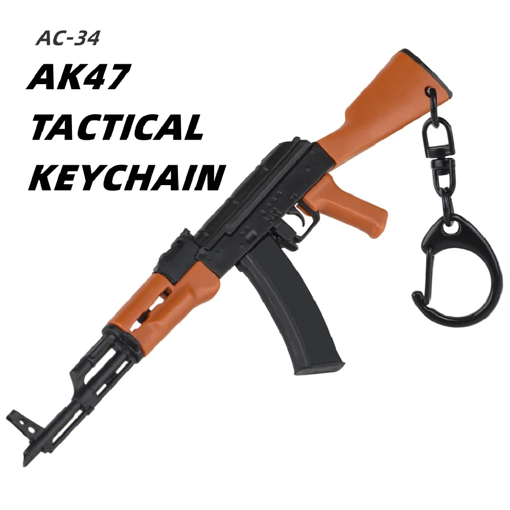 AK47 1:9 Keychain Plastic Mini Pistol Gun Shape Weapon Plastic Key Ring Gift Decorations with Dummy Bolt and Magazine