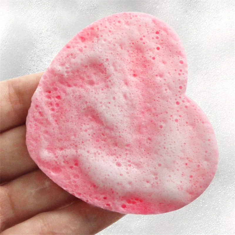 10/20/50PCS Heart Shape Reusable Facial Sponges Pad Compressed Natural Facial Cleansing Pads Exfoliating For Cleansing