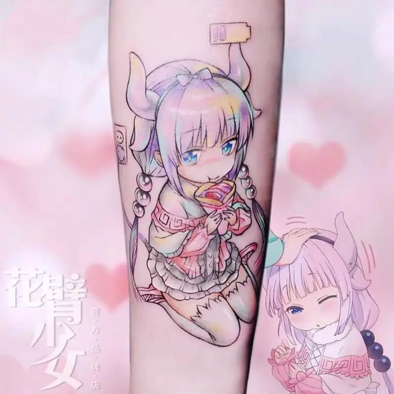 Cartoon Girl Temporary Tattoos for Women Arm Japanese Anime Waterproof Tattoo Stickers Art Lasting Cute Maid Fake Tattoo