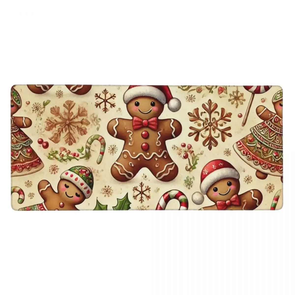 Christmas Gingerbread Candy Canes Large Mouse Pad Computer Keyboard Mouse Mat PC Laptop Desk Mat Office Accessories Table Mats