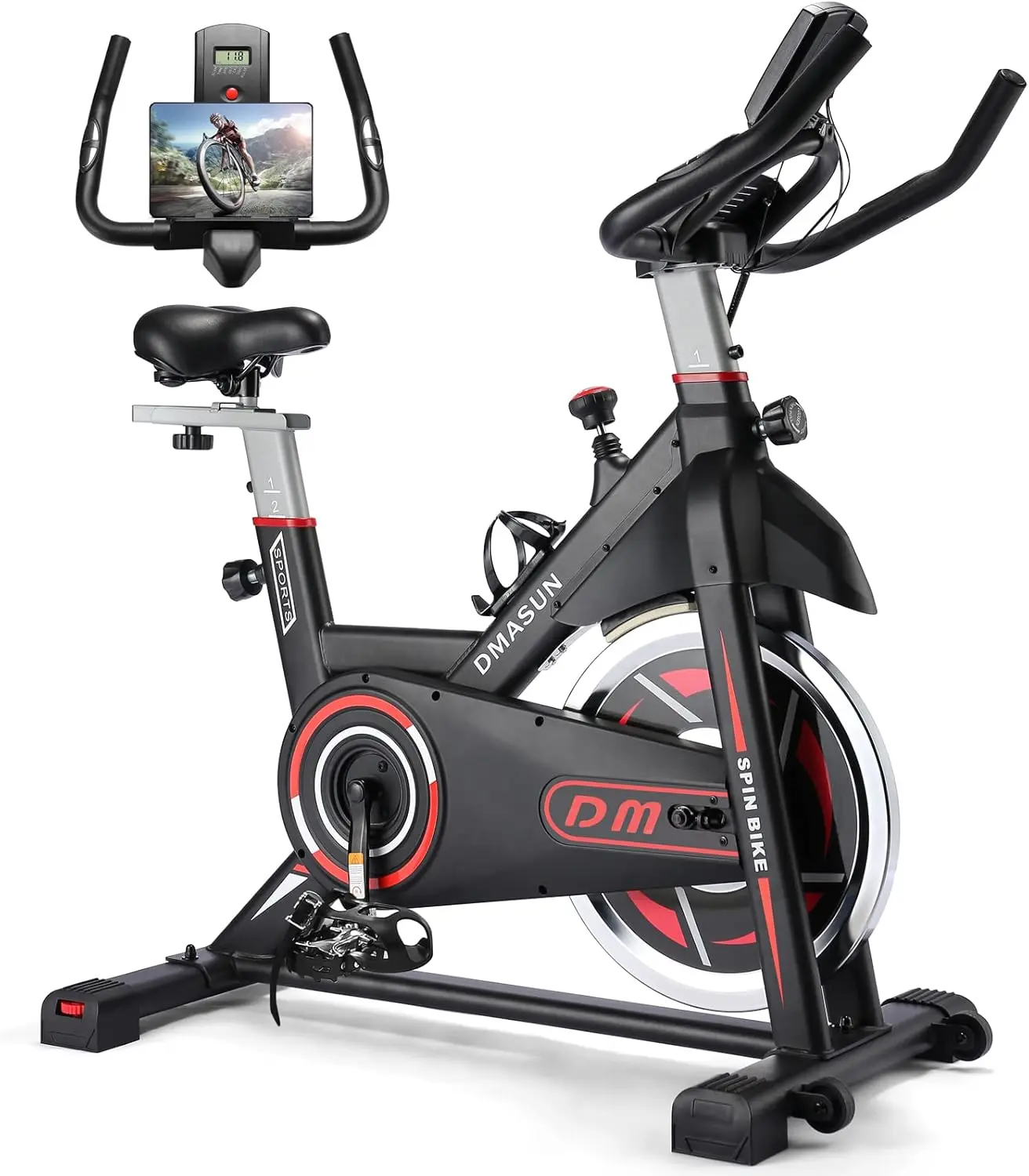 

Indoor Cycling Bike Stationary, Cycle Bike with Comfortable Seat Cushion, Digital Display with Pulse