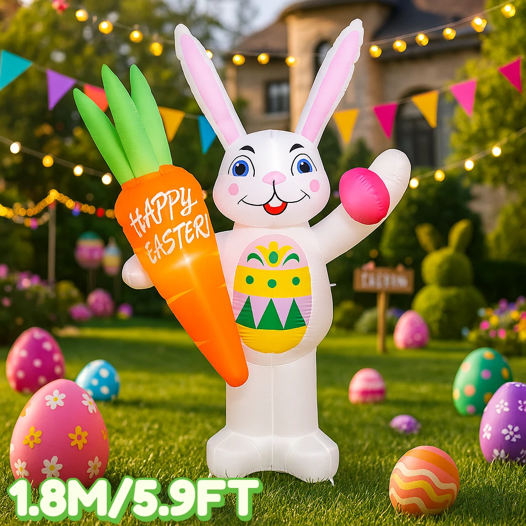 

1,8 м/5,9 футов Пасхальный фестиваль DIY украшения надувная модель морковь кролик праздник сад двор открытый со светодиодным декором