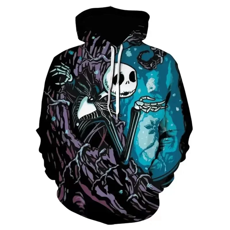 2024 Halloween 3D Printed Hoodies Nightmare Before Christmas Pullover Men Women Autumn Fashion Long Sleeve Clothing Streetwear