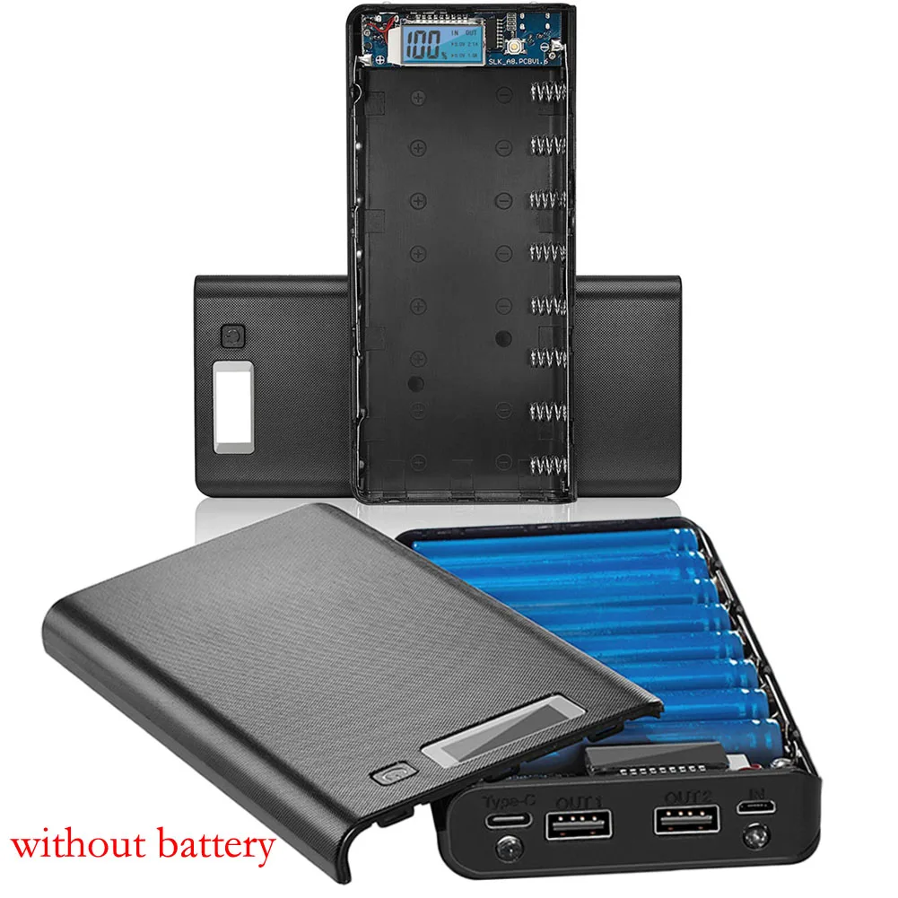 

1 шт., чехол для хранения зарядки аккумулятора с двумя портами USB, коробка Power Bank, чехол «сделай сам», для плоских аккумуляторов, простая установка