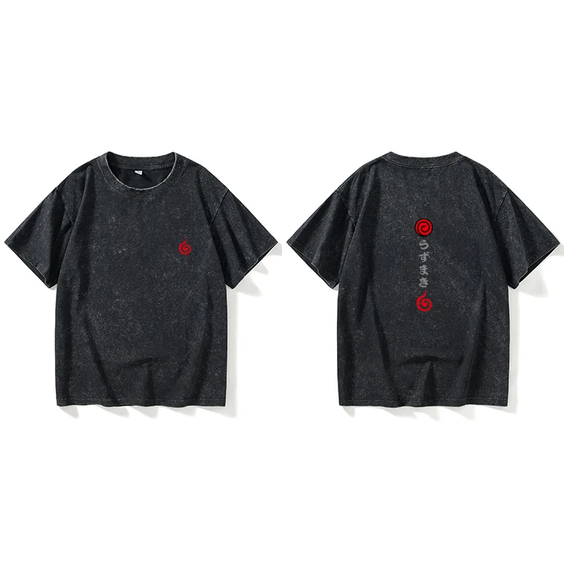 

Shippuden Uzumaki Clan Short Sleeve T-Shirt Anime Personality Cotton round Neck Printed Sweat Wicking Casual Top