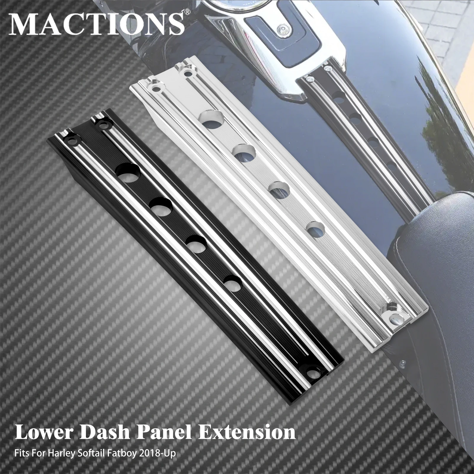 

Motorcycle Fuel Tank Decorative Trim CNC Black Chrome Dash Panel Extension Lower For Harley Softail Fat Boy FLFBS FLFB 2018-2025
