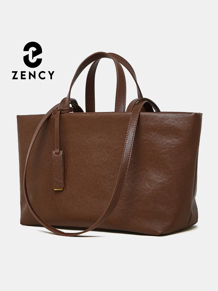 

Женская сумка Zency из натуральной кожи под мышками, мягкая сумка-тоут из воловьей кожи в стиле ретро, большая вместимость с внутренним держателем для ключей