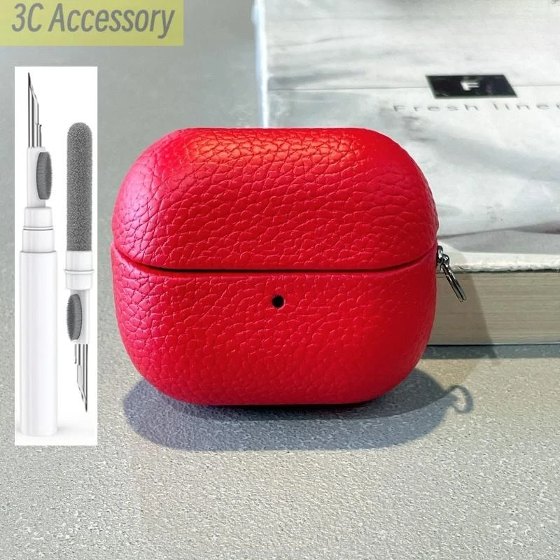 2025 for Samsung galaxy buds 3 pro case luxury Lichee Pattern cover cover for samsung buds 3 pro buzz3 capa Genuine Leather Case