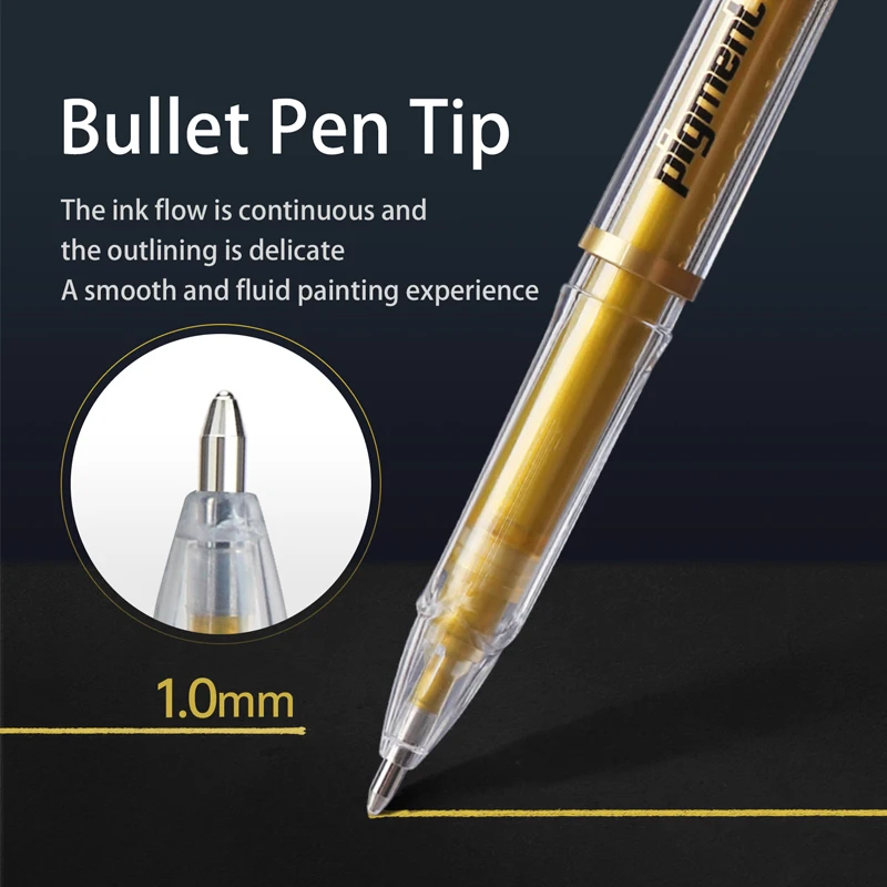 Lekreo 3色 ゴールド シルバー ホワイト ハイライト ゲルペン、1.0mm極細 ホワイトペン アートハイライト＆アーティストドローイング用