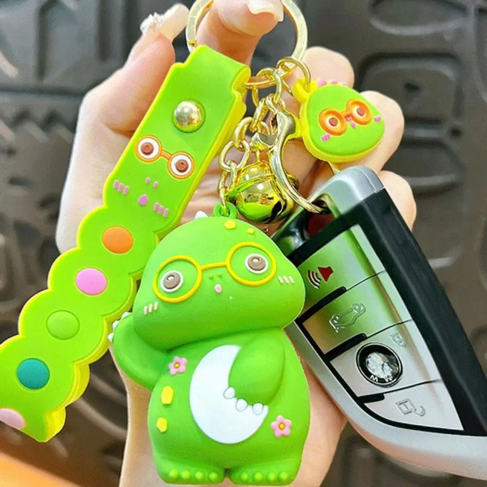 

Raise Hand Dinosaur Glasses Dinosaur Keychain Lucky Flower Pattern Colorful Dinosaur Pendant Crafts Cartoon
