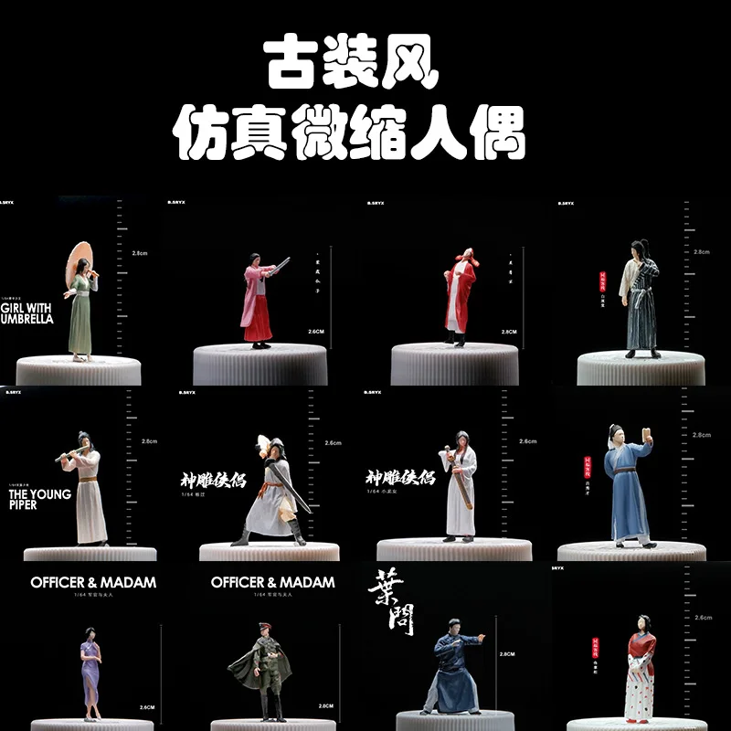 Chinesisches Hanfu-Modell im antiken Stil im Maßstab 1:64, Kunstharzfigur, Mikrodisplay, Miniaturfigur, Mikroschuss-Landschaft