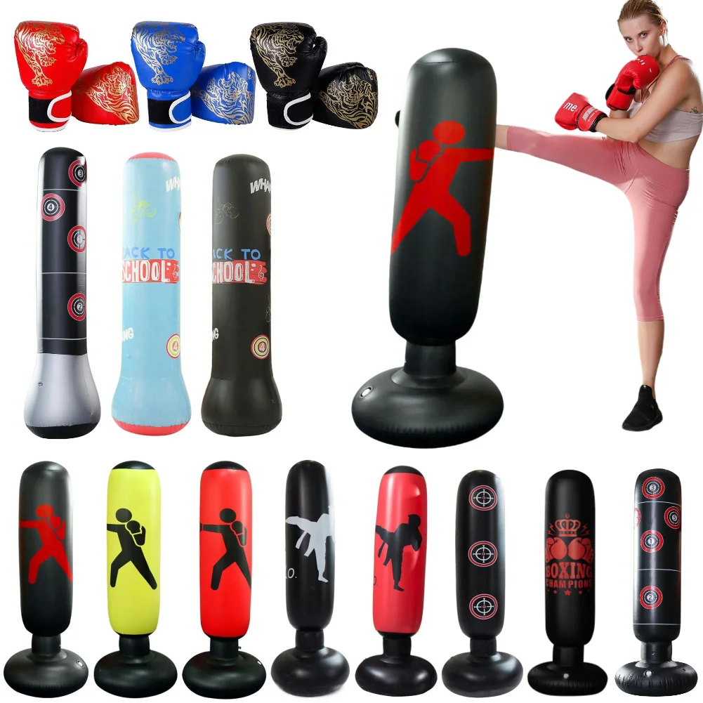 120/160cm Inflatable Boxing Bag Adult Children Boxing Punch Sandbag Training Target Stress Exercise for Kids Gifts