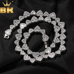 THE BLING KING 2sizes Baguettecz Heart Necklace Paved Out Cubic Zirconia Bracelet Luxury Jewelry Engagement Gift For Women
