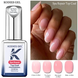 KODIES GEL Spa Repair Top Coat Milky White Jelly Pink Gel Nail Polish Finish No Wipe Semi Permanent UV Glossy Topcoat Manicure