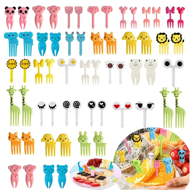 Animal Fruit Fork Bento Lunch Food Grade Plastic Mini Cartoon Kids Cake Fruit ToothpickBento Accessories Party Decoration