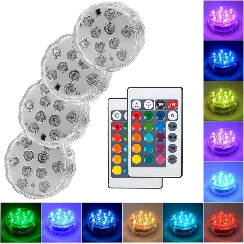 

10Led Swimming Pool Light Remote Control RGB Dive Fish Light LED Underwater Lamp Ship/Car Decorative Lamp for Vase Aquarium