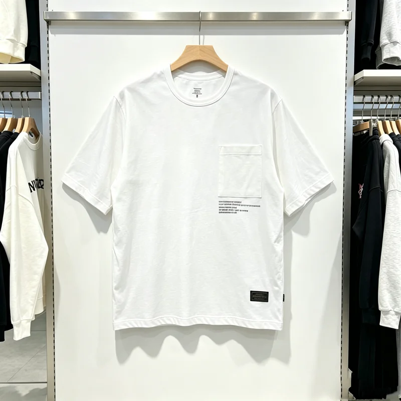 Japan Tokyo NBHD Pockets Print Label T Shirt Men Women High Quality Black Gray White Loose Short Sleeve Cotton T-shirts Tops Tee