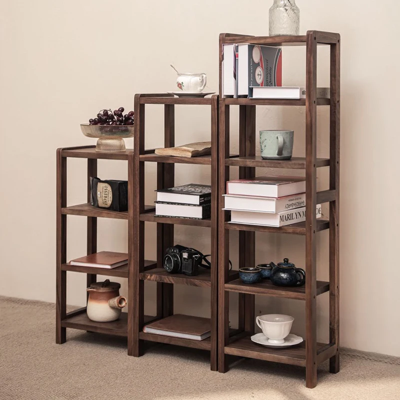 

Книжная полка большой емкости для гостиной, стеллаж для хранения из черного ореха, многофункциональная полка для дисплея для органайзера учебных книг