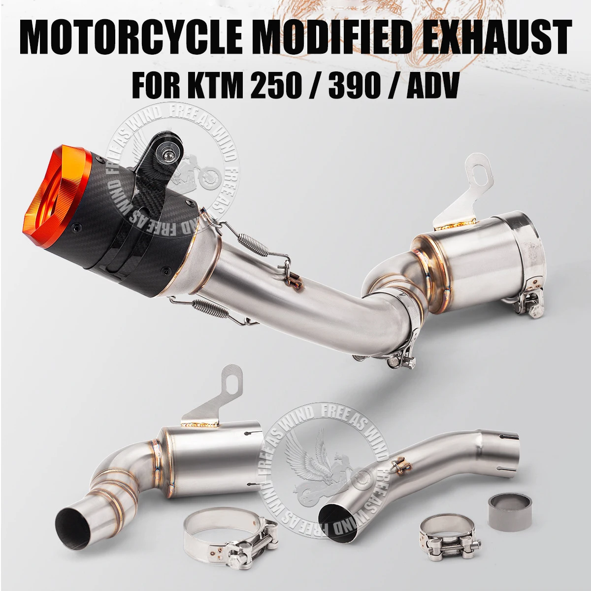 

Stainless Steel Motorcycle Exhaust Muffler and Middle Link Pipe for KTM RC390 DUKE250/390 250/390ADV Exhaust Modified Parts