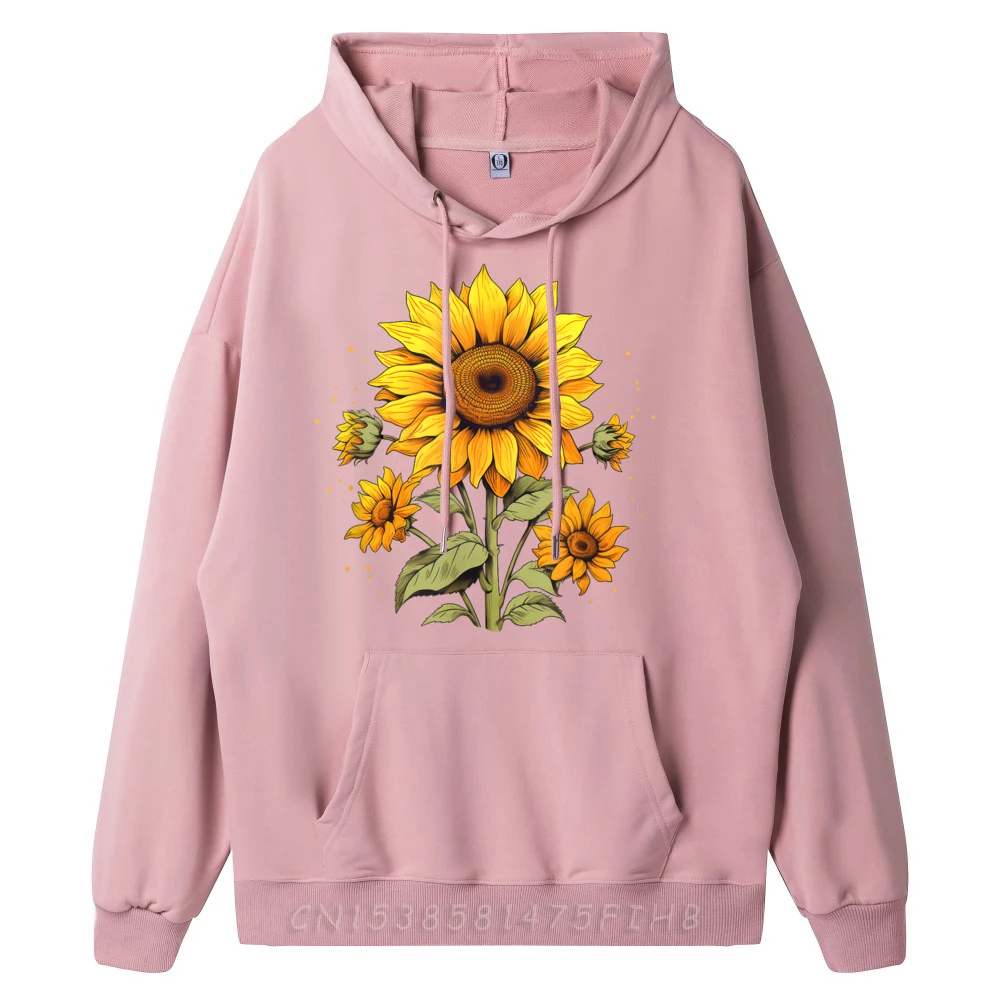 البلوز خمر عباد الشمس في الهواء الطلق طويلة الأكمام الياقة المستديرة امرأة هوديس الشارع الشهير الأزياء البلوز #3