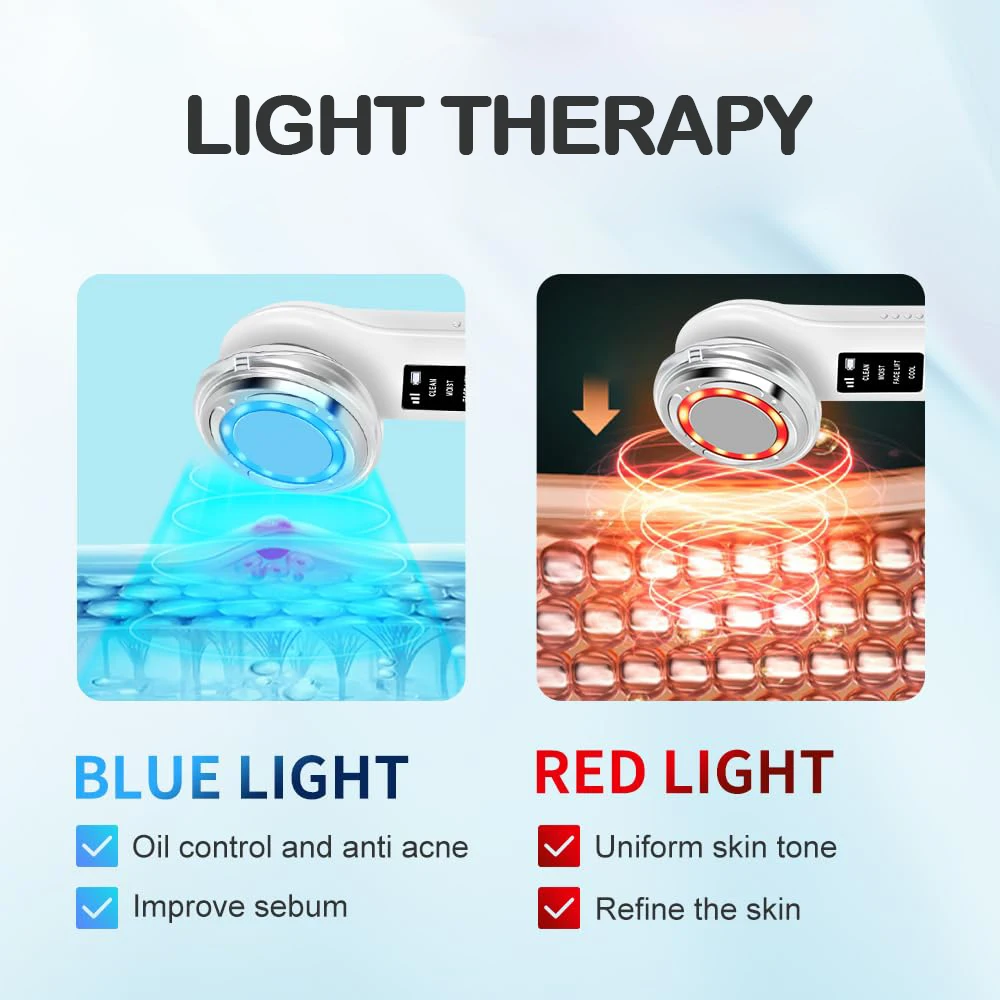 EMS Facial Massager LED Light Therapy for Face Neck Skin Tightening Face Lifting Cold & Warm Beauty Device Clean Skin Care Tool