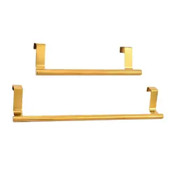 Over Cabinet Towel Bar Hang On Holder Stainless Steel Bathroom Kitchen Cabinet Inside or Outside of Doors Gold Rack Shelf