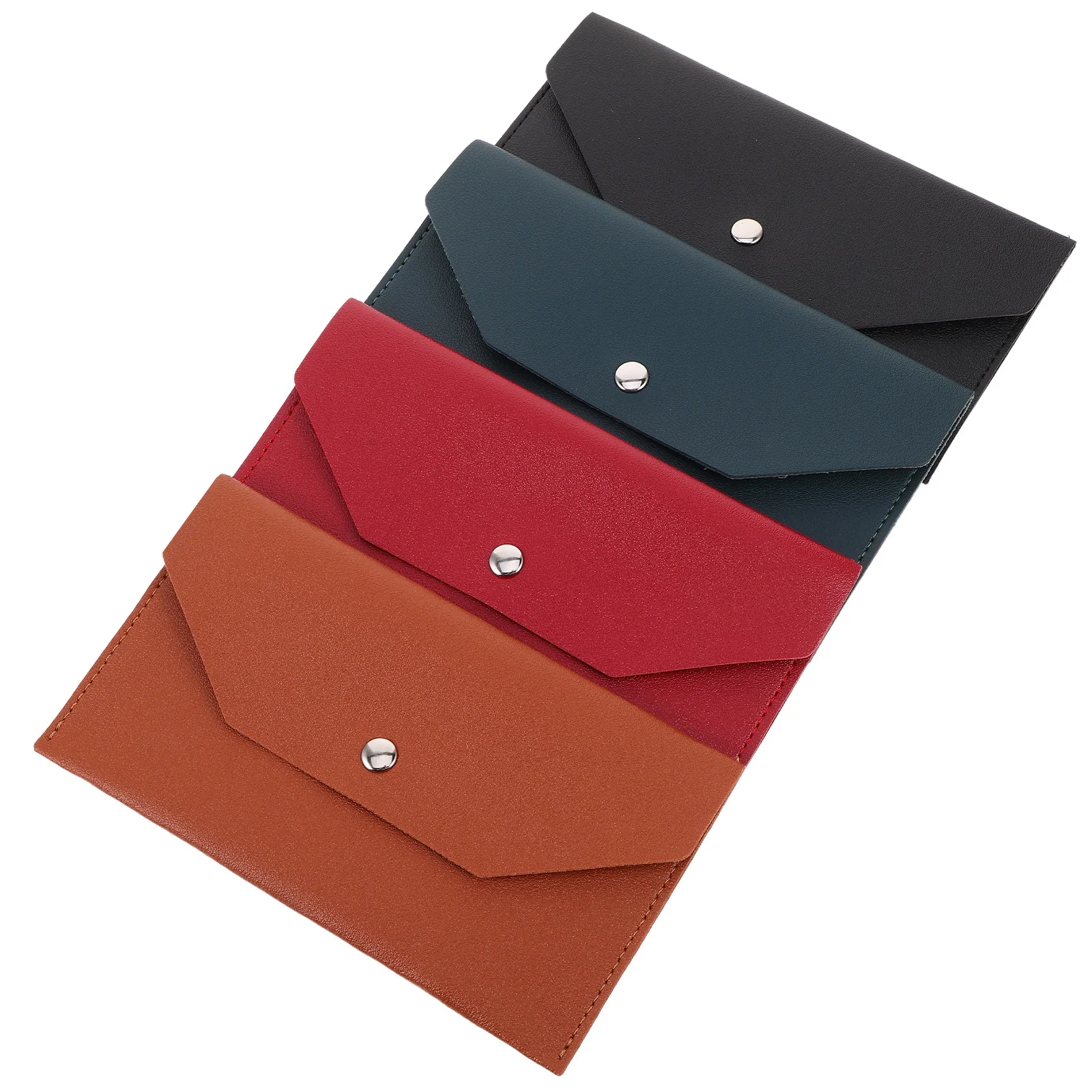 

4pcs Pu Card Wallet Envelope Pouch Organizer Holder For Office Travel Business Women Men Minimalist Multi
