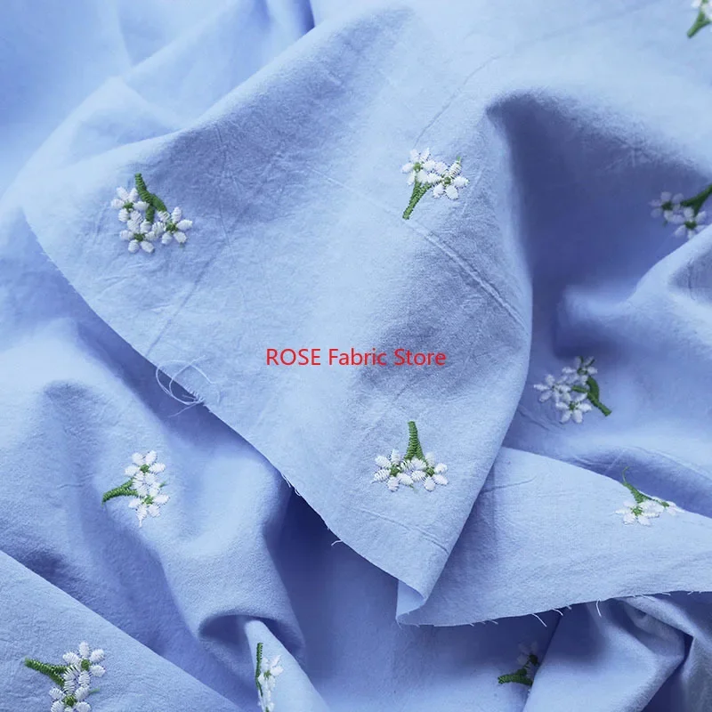 

Flower Embroidery Cotton Fabric for Boho Dress, Bridal Dress, Summer Dress, Curtains 1 Meter