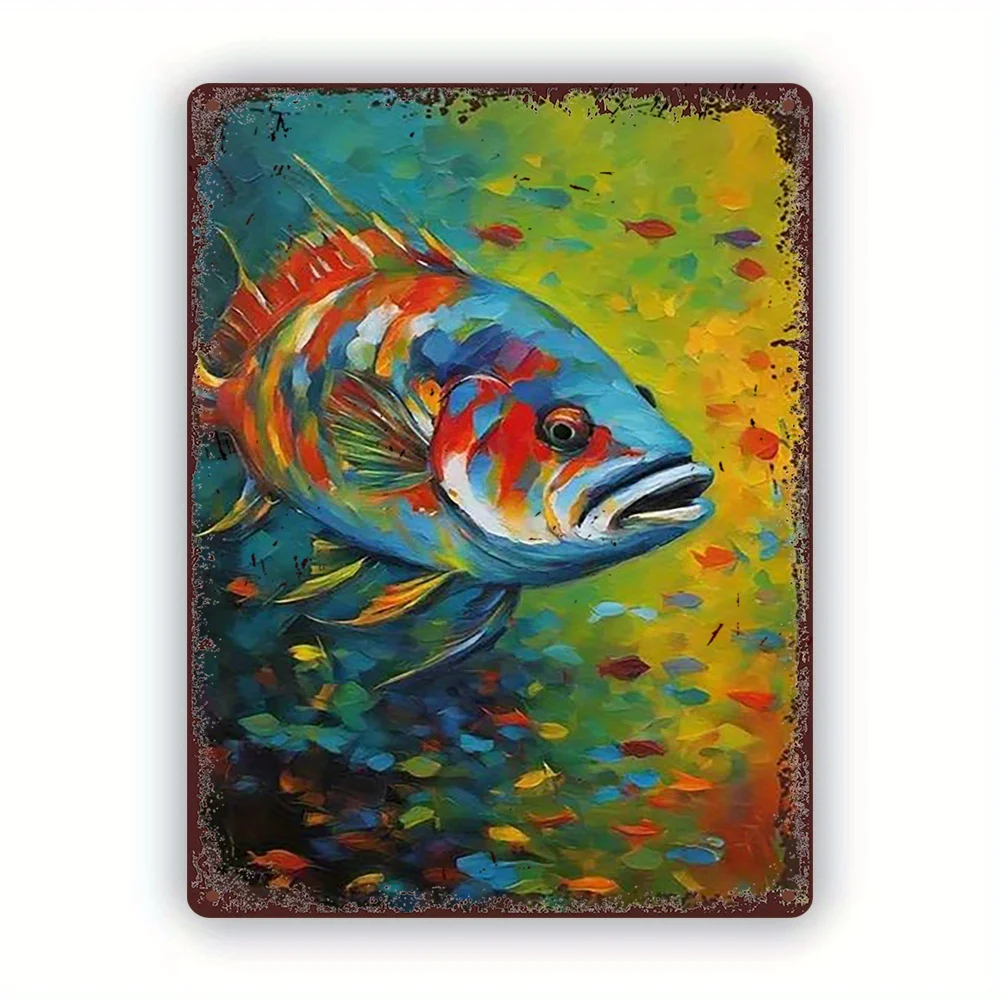 8X12 Inch Iron Mural Colorful Underwater Scene Poster Suitable for Home Office and Bar Decoration