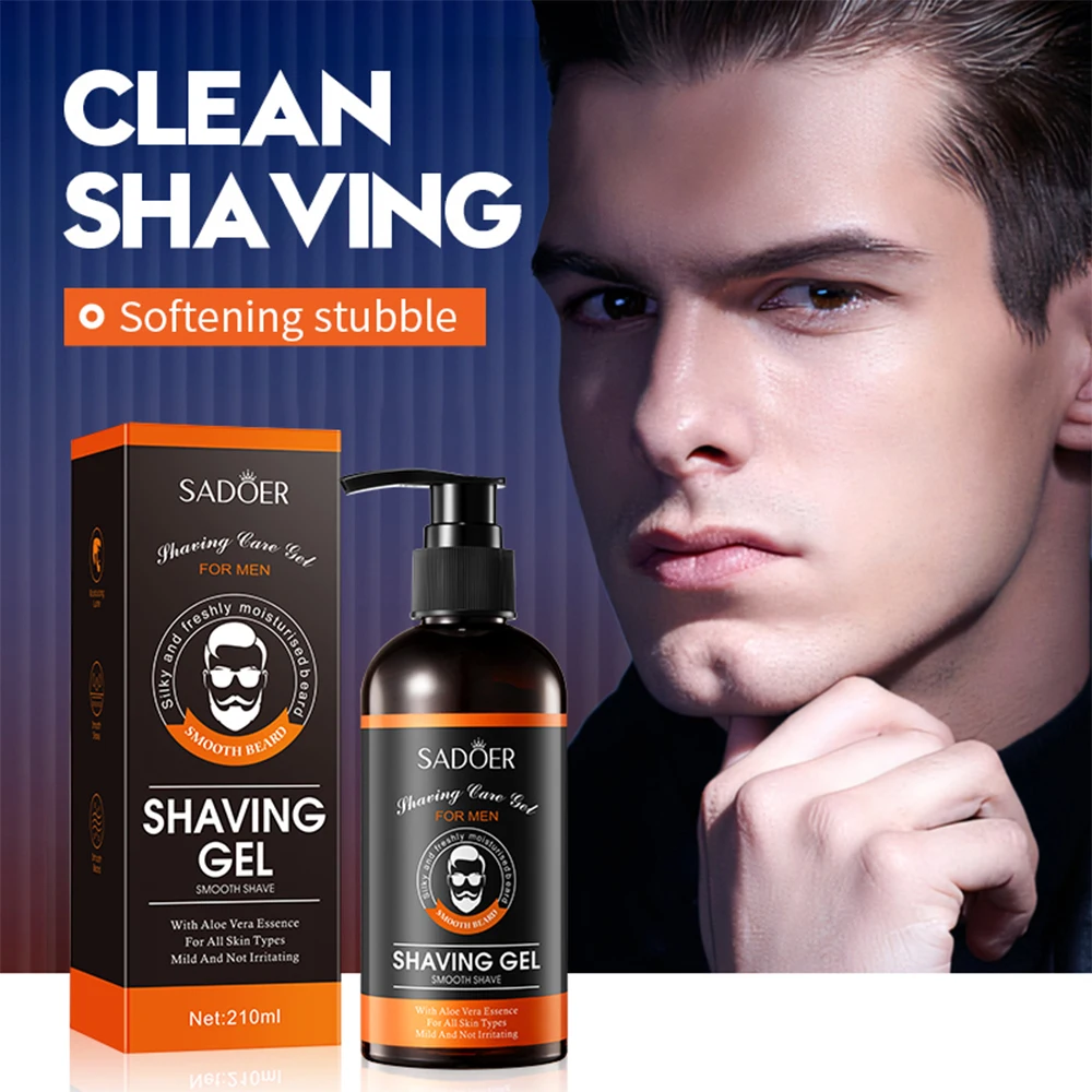 Men's Shaving Gel Non-irritating Mild Soften Sideburn Beard Shave Cream Painless Cleaning Moisturizing Shaving Cream 210g